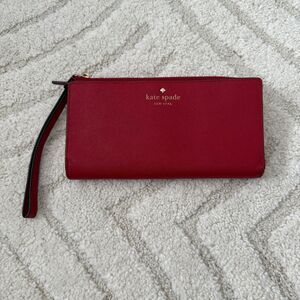 Kate Spade Red Medium L-Zip Leather Wristlet